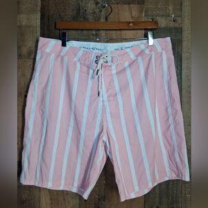 Strong Boalt Mens Pink White Preppy Swim Shorts Trunks Size 36